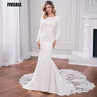 fivsole luxury lace appliques mermaid wedding dresses 2022 dubai arabic long sleeves backless women bride gowns robe de mari%c3%a9e