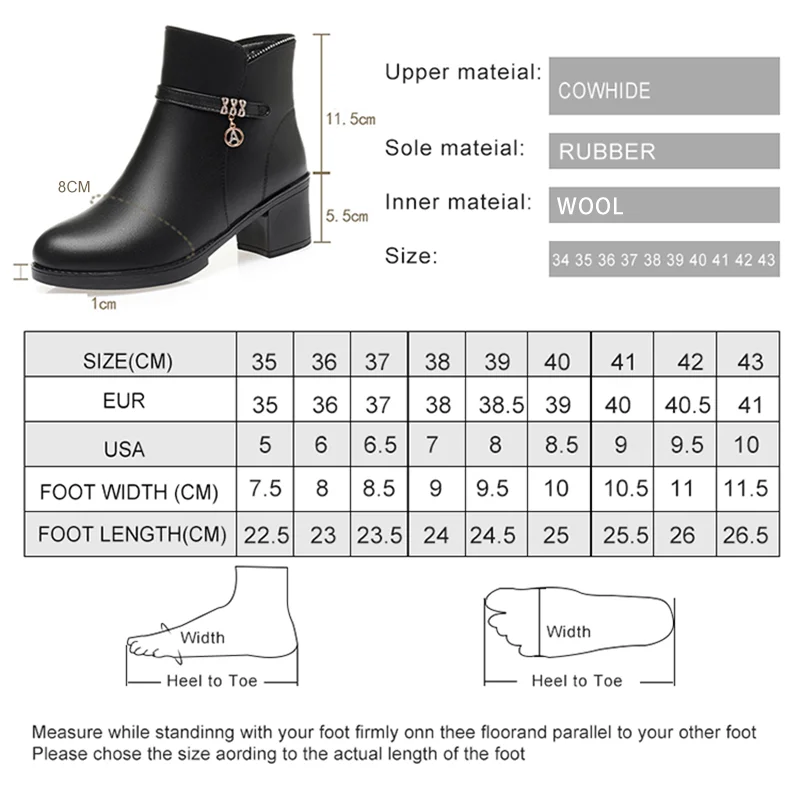 AIYUQI Women's Boots Winter Genuine Leather 2023 New Large Size 41 42 43 Women's Short Boots Natural Wool Women's Ankle Boots