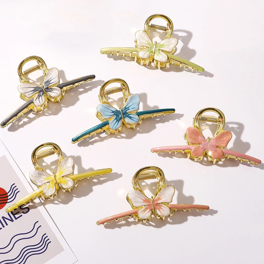 

Chic Alloy Pink Butterfly Hair Clip Girl Large Shark Clip Japanese Hair Accessories for Women Cute/Romantic Hairwear Wholesale