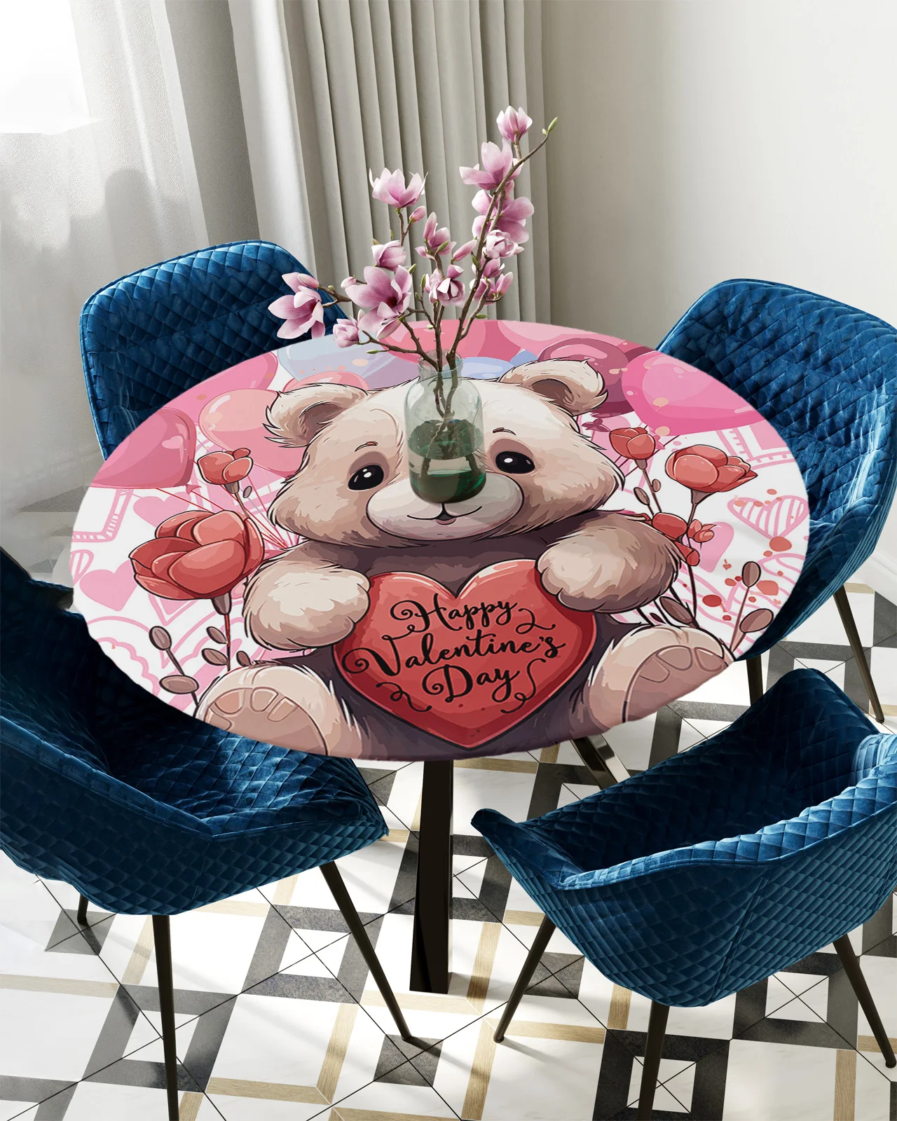 

Прямоугольная Водонепроницаемая обтягивающая скатерть с круглыми эластичными краями на День святого Валентина