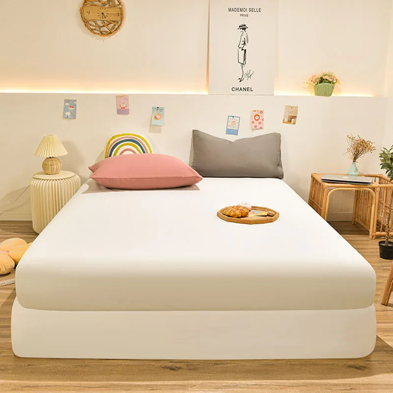 

Solid color ground bed sheet with elastic band quality bedding elastic surround mattress, non-slip. Wrinkle - resistant, stain -