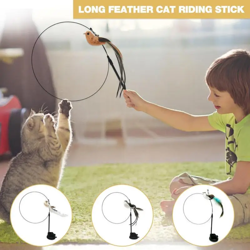 

Cat Bird Toy Interactive Cat Toy Bird Cat Stick Cat Teaser Toy With Suction Cup And Bell Pet Teaser Wand For Hunting Exercise
