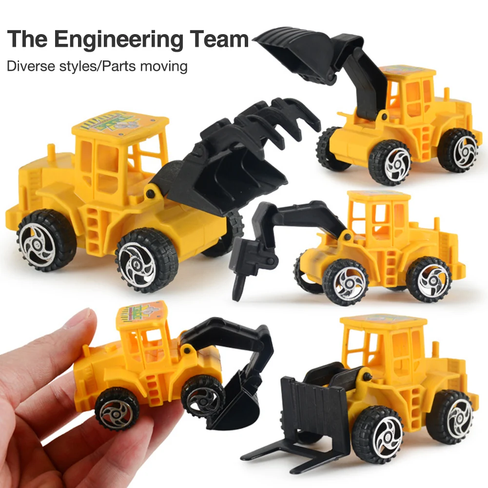 

6pcs Classic Educational Assemble Toys Children Mini Alloy Engineering Excavator Sliding Car Set Inertia Vehicle