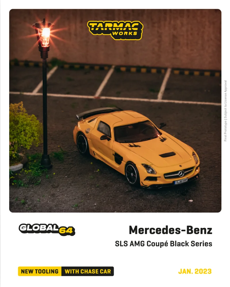 

Tarmac работает 1:64 MB SLS Coupe черная серия желтая модель автомобиля