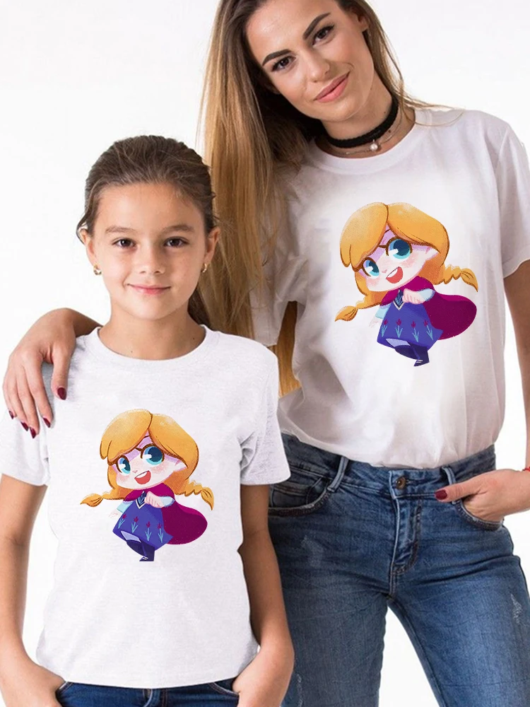 

Disney T Shirt Summer Creativity Family Look Outfits Cute Princess Child Aesthetic Leisure All-Match T-Shirts Printing Trendy
