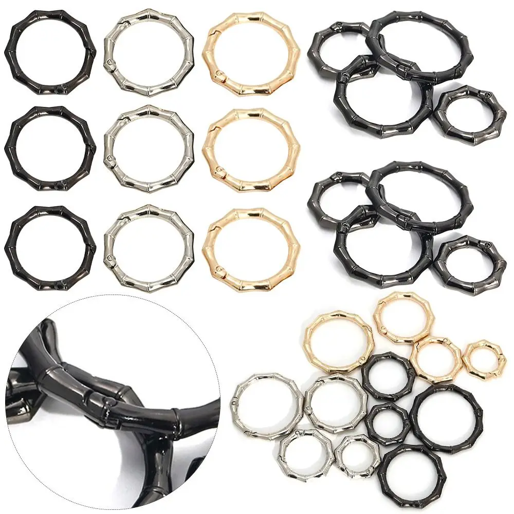 

5pcs Zinc Alloy Plated Gate Spring Polygon Ring Buckles Clips Carabiner Purses Handbags Round Push Trigger Snap Hooks Carabiner