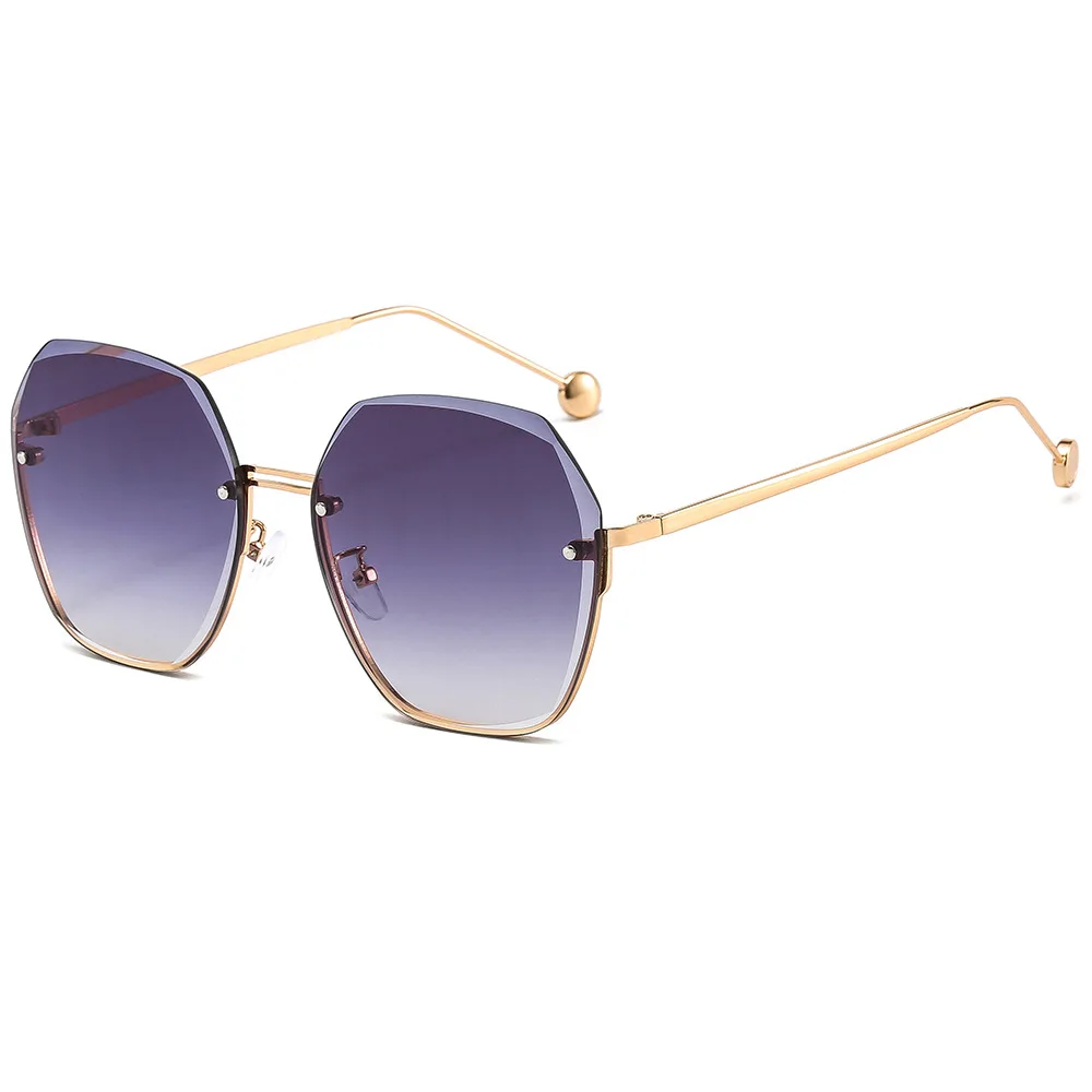 

New Fashion Ladies Metal Half Frame Sunglasses Retro Ocean Piece Polygonal Sunglasses Personality Cut Edge Tide Glasses