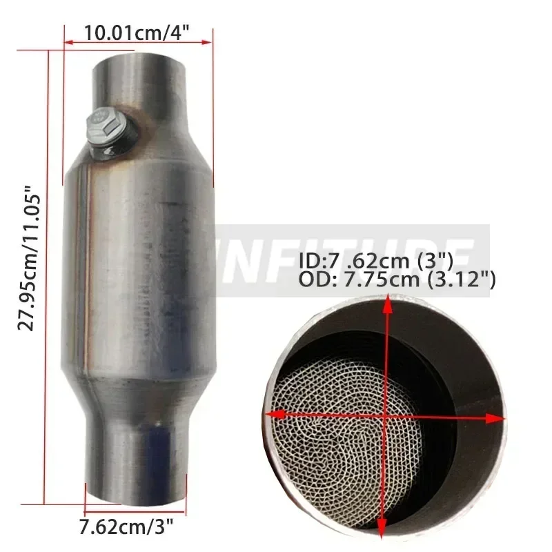 

200-элементный универсальный каталитический нейтрализатор с металлическим сердечником, сотовый выхлопной фильтр, 2 дюйма/2,25 дюйма/2,5 дюйма/3 дюйма, высокая производительность, гоночный спорт