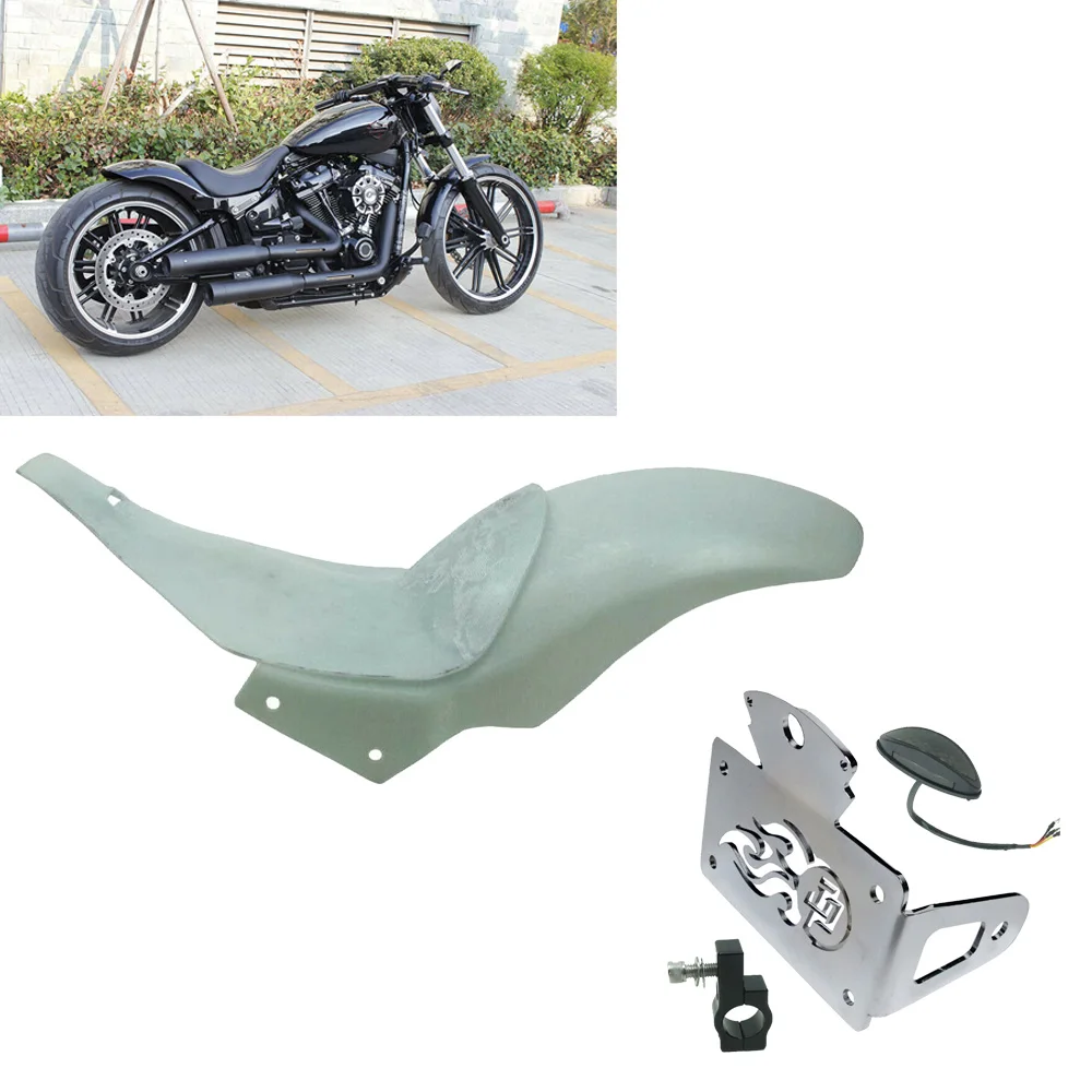 

240 260 Tire Fiber Glass Rear Fender+Seat BasePlate +Chrome Licence Plate Bracket For Harley Softail Breakout Fat Boy 2018-2021