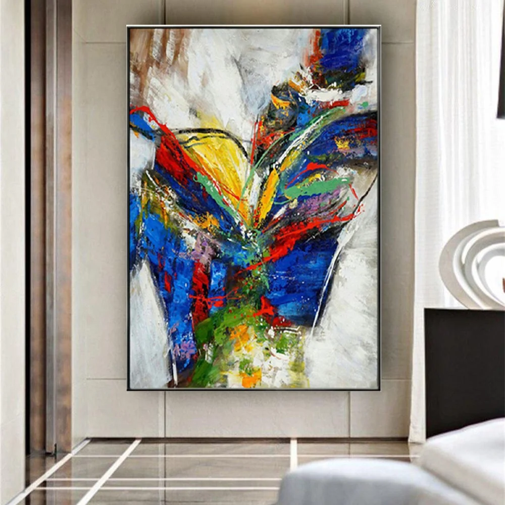 

Высококлассная прямоугольная Картина на холсте 100% ручная роспись абстрактные Масляные картины декор для гостиной красочная текстура Наст...