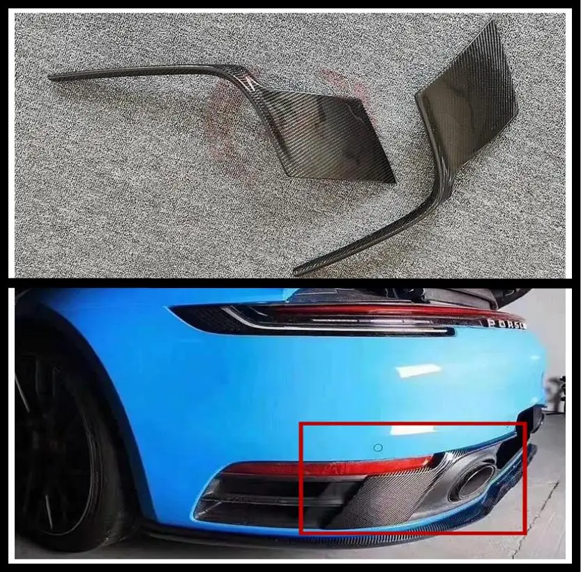

Задний бампер из настоящего углеродного волокна, боковые разветвители, крышка фартука для выпускного воздуха для Porsche 911 992 2019 2020 2021 2022 2023