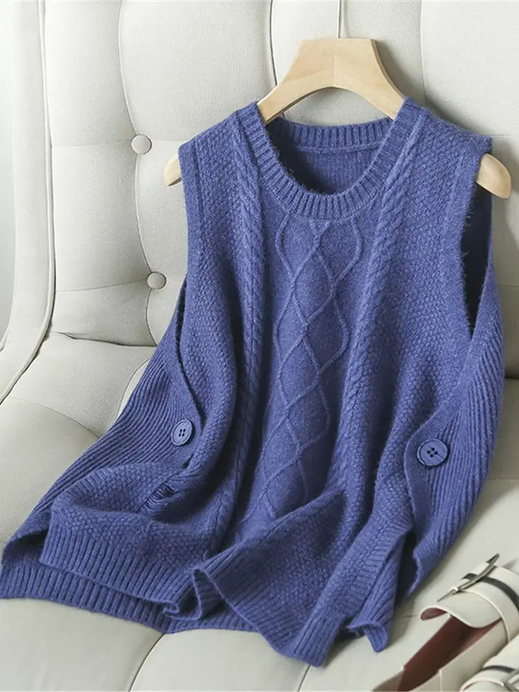 

Fashion Pullover Sweater Vests Women All-match Autumn Basic Korean Style Colleges Knitwear Loose Girls Retro Jumpers Streetwear