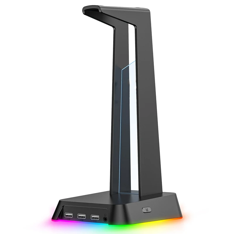 

RGB Gaming Headphone Stand Computer Headset Desktop Display Holder Luminous Logo With 3 USB And 3.5Mm AUX Ports