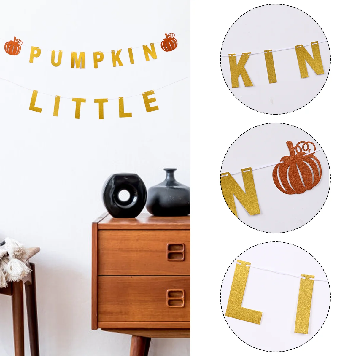 

Banner Bunting Thanksgiving Decor Garland Fall Party Hanging Harvest Autumn Letter Flag Glitter Garden Pumkin Decoration Little