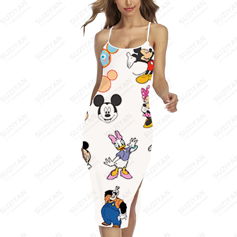 

Женское длинное платье с принтом Диснея, длинное облегающее платье-макси на тонких бретельках, одежда для вечеринки в честь Дня Рождения, кл...