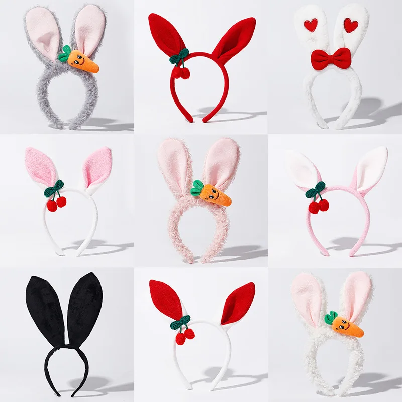 

Rabbit Ear Headband Carrot Cherry Bunny Ear Hair Band Happy Easter Day Decor Gifts Girl Rabbit Hair Hoop Favor