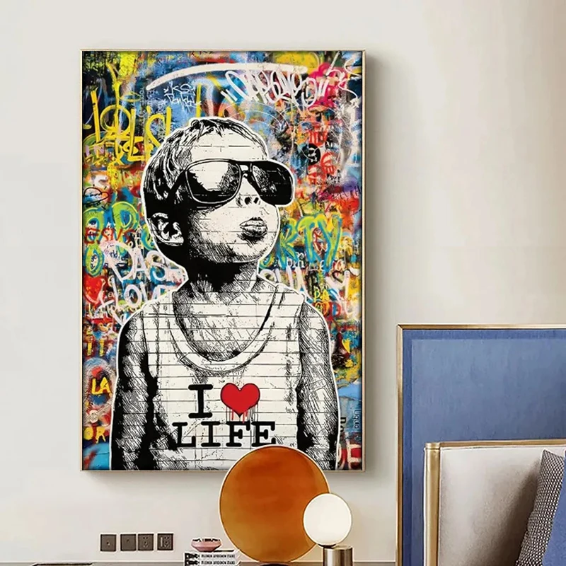 Печать на холсте &quotУличный стиль граффити маленький мальчик&quot