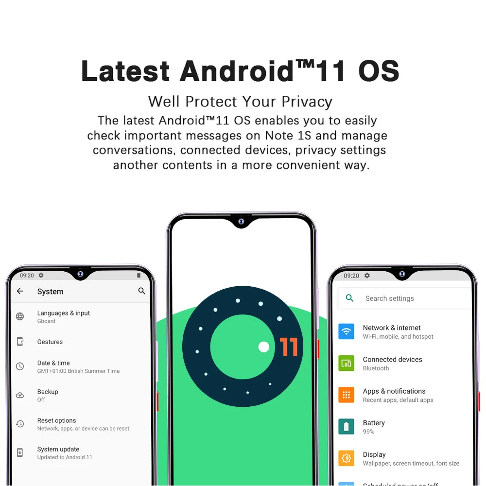 FIGI NOTE 1S Smartphone 4GB+128GB Helio P60 Android 11 Mobile Phone Octa Core 6.6