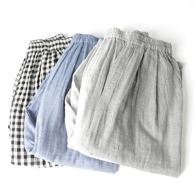 

Брюки-султанки женские в японском стиле, свободные универсальные удобные штаны из натурального тонкого хлопка в полоску, с эластичным поясом, весна-лето