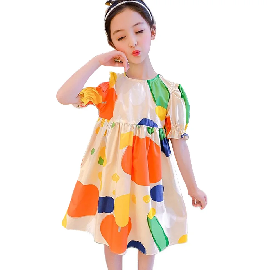 Летнее платье в горошек для девочек повседневное стильное детское одежда