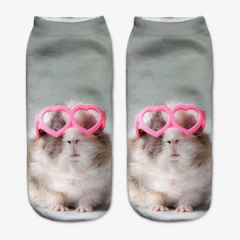 

Fashion Pinting Mouse Totoro Socks 3D Printed Funny Kawaii Women Cute Animal Hamster Short Socks Low Ankle Socks for Women