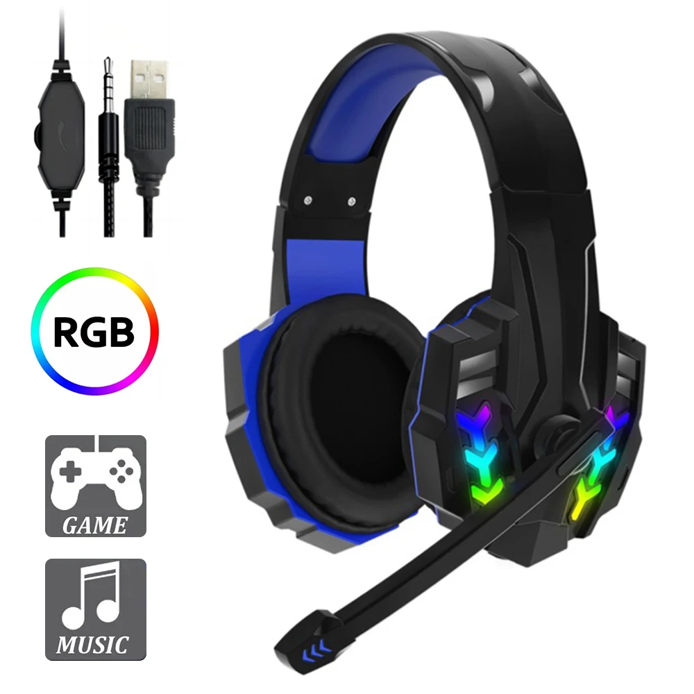 Игровая гарнитура RGB с шумоподавлением 3 5 мм игровые наушники для PS4 ПК Xbox One