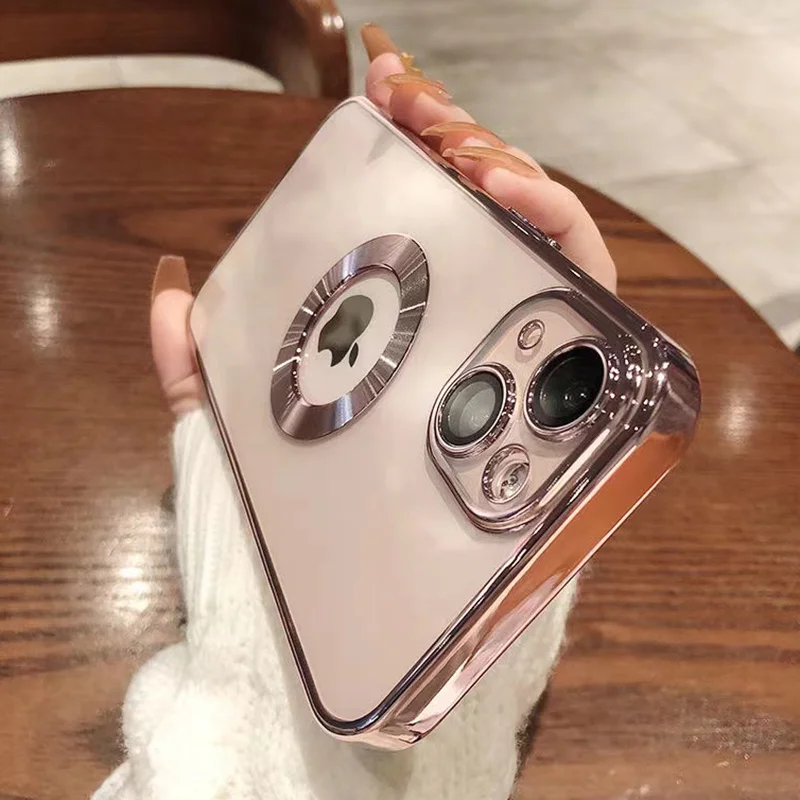 Прозрачный Роскошный чехол для iPhone мягкий со стеклянной защитой объектива