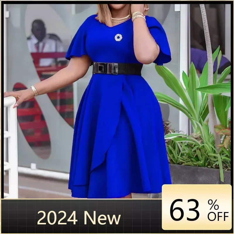 Женское платье трапециевидной формы с рюшами элегантное вечернее поясом на