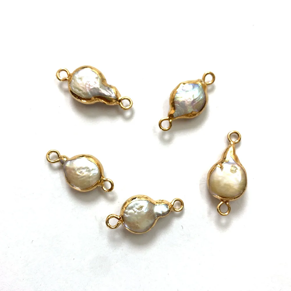 

2pcs Jewelry Connector Natural Freshwater Baroque Pearl Charm Ladies DIY Jewelry Making Fashion Gesture Necklace Earrings
