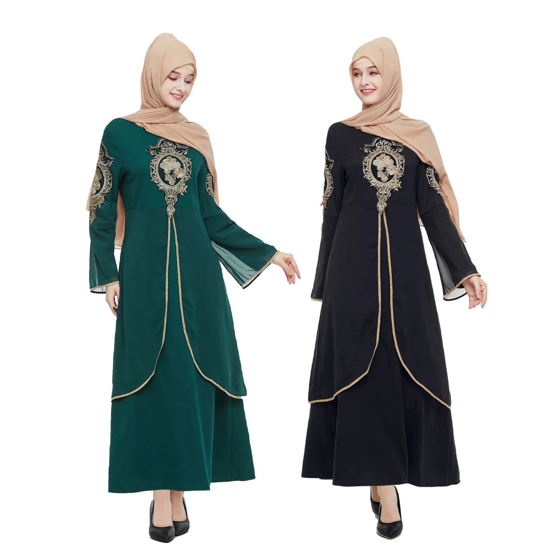

Muslim Solid Color Single Breasted High Waist Loose Women Qibla Long Dress Middle East Arabian Dress Clothing Muslim Dress