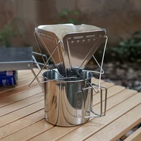 outdoor coffee drip rack camping fishing portable stainless steel folding funnel filter cup coffee stove coffee grounds filter