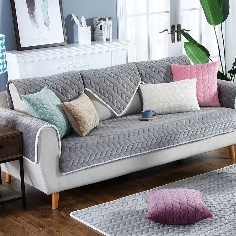 

Winter Crystal Velvet Sofa Covers Thick Plush Non-slip Sofa Cushion Slipcover Seat Universal Sofa Towel for Living Room Decor