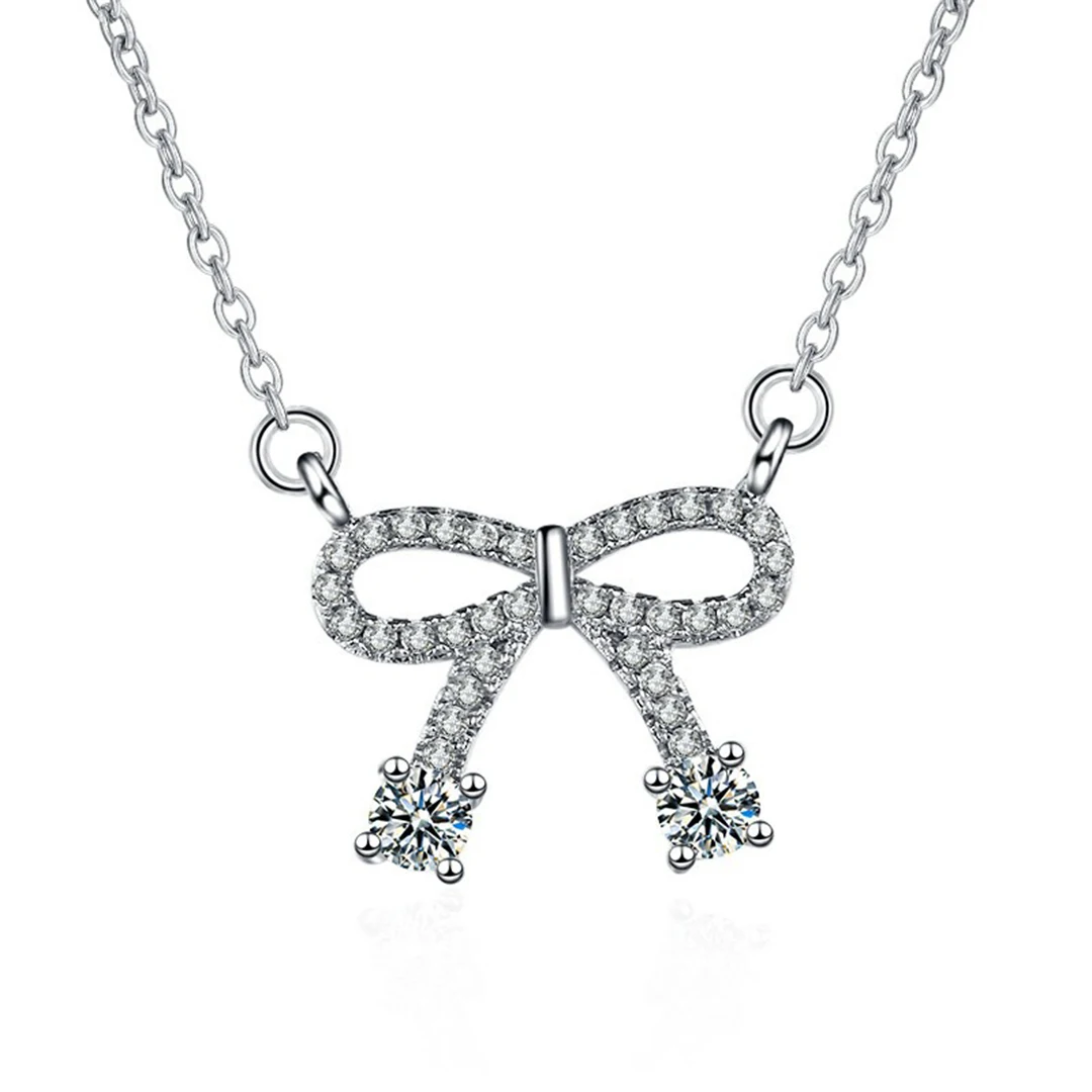 

Женское ожерелье из серебра 925 пробы с кулоном-бантом