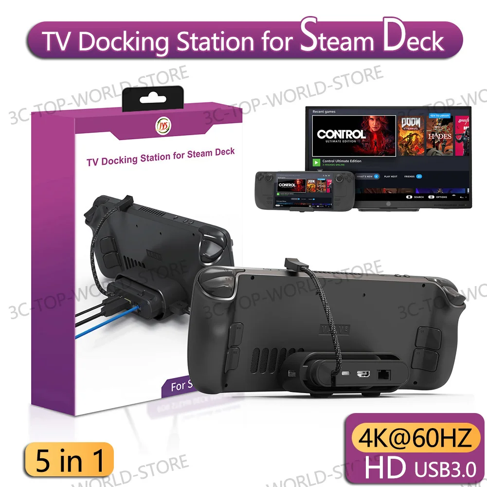 

ТВ-подставка 4K для консоли Steam Deck 5 в 1, док-станция Hub HDMI-совместимая со входом 60 Гц, быстрая зарядка для паровой колоды