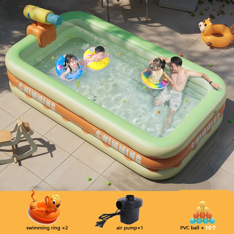 

Outdoor Pool Family Park Inflatable Swimming Pool Baby PVC Oxford Cloth with Water Gun Slide Foldable Inflatable Paddling Pool