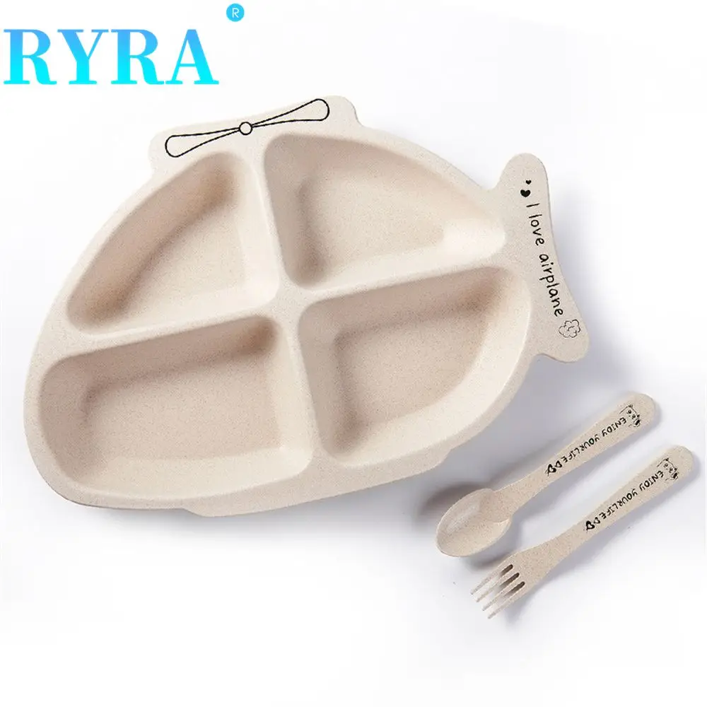 

Креативная не легкая кухонная посуда со шнурком и вилкой, стандартная тарелка, детская посуда из пшеницы, кухонные приспособления для дома