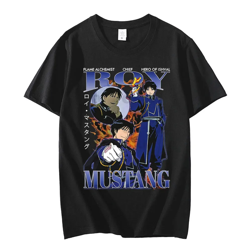 

Japanese Anime Fullmetal Alchemist Roy Mustang T Shirt Men Harajuku Manga Graphic T-shirt Unisex Summer Oversized T Shirts Male