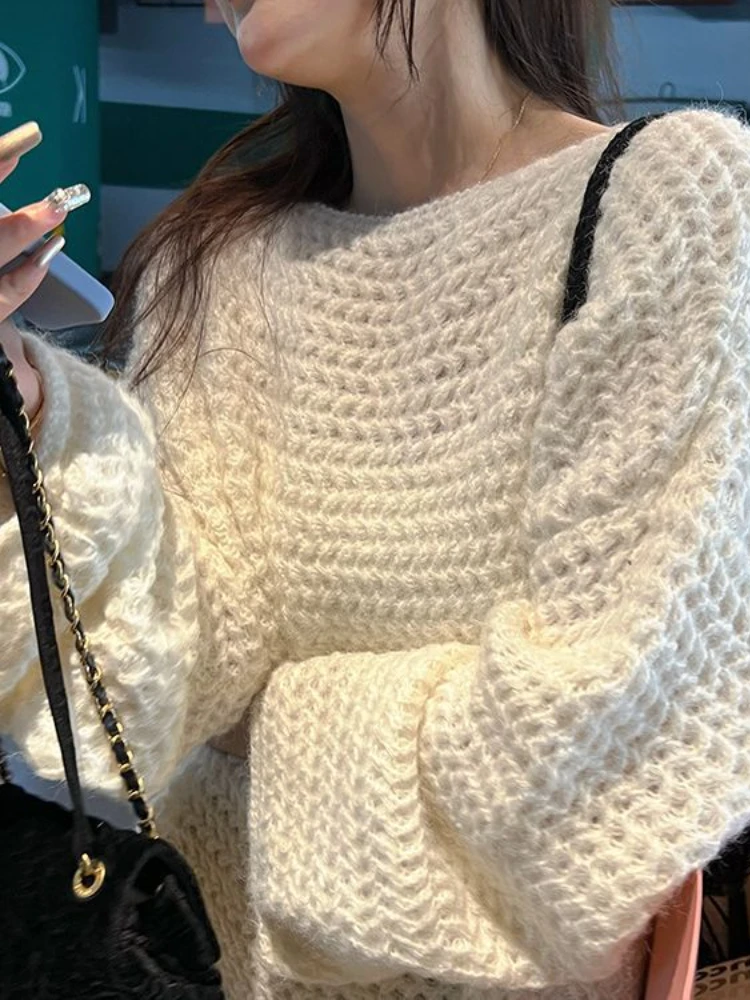 

Core Needle Sweater Women's 2023 Autumn Winter New Casual Loose Knitted Pullover Oversized Sweater Women Fashion Long Sleeve Top