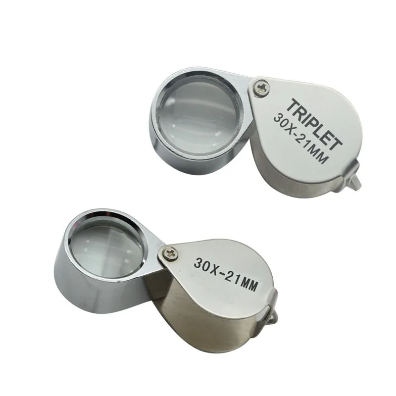 

30x21 High Power Metal Foldable and Portable Handheld 10X20 Times Glass Lens Jewelry Identification Magnifying Glass
