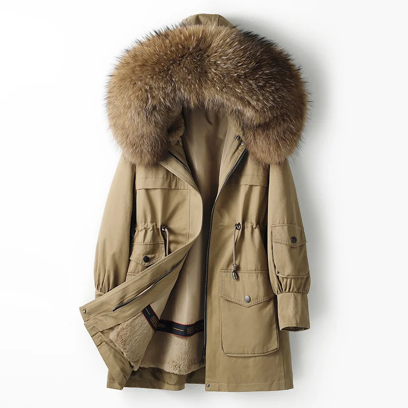 Fox Hair Style Overcame Women's Fur Coat Medium Length Autumn and Winter New Rex Rabbit Fur Detachable Inner Liner