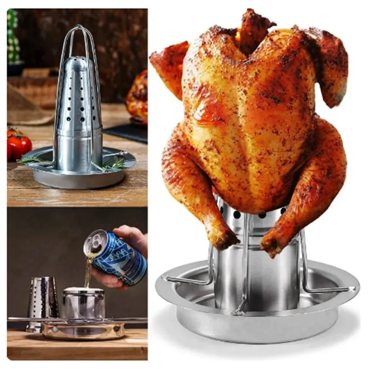 Подставка для курицы вертикальный держатель пива капельной кастрюли гриля