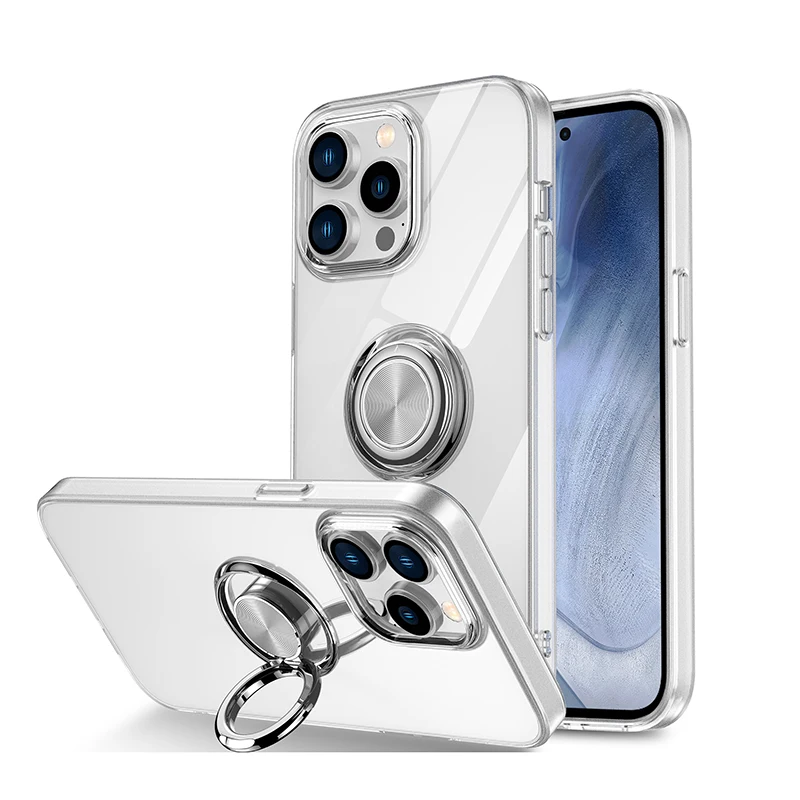

Finger Ring Bracket Car Magnetic Transparent Phone Dropproof Case For Iphone 13 12 Mini 14 11 Pro Max Lens Protection Soft Cover