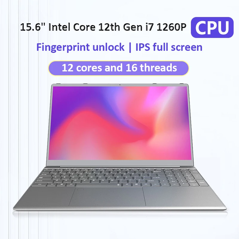

12th Gen Gaming Laptop 15.6 Inch IPS Screen Intel Core i7 1260P Powerful Notebooks 32G RAM 2TB SSD Windows Pro Metal Computer