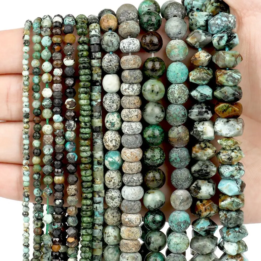 

Бусины Из Натурального африканского бирюзового камня, матовые плоские круглые бусины россыпью для изготовления ювелирных изделий «сделай ...