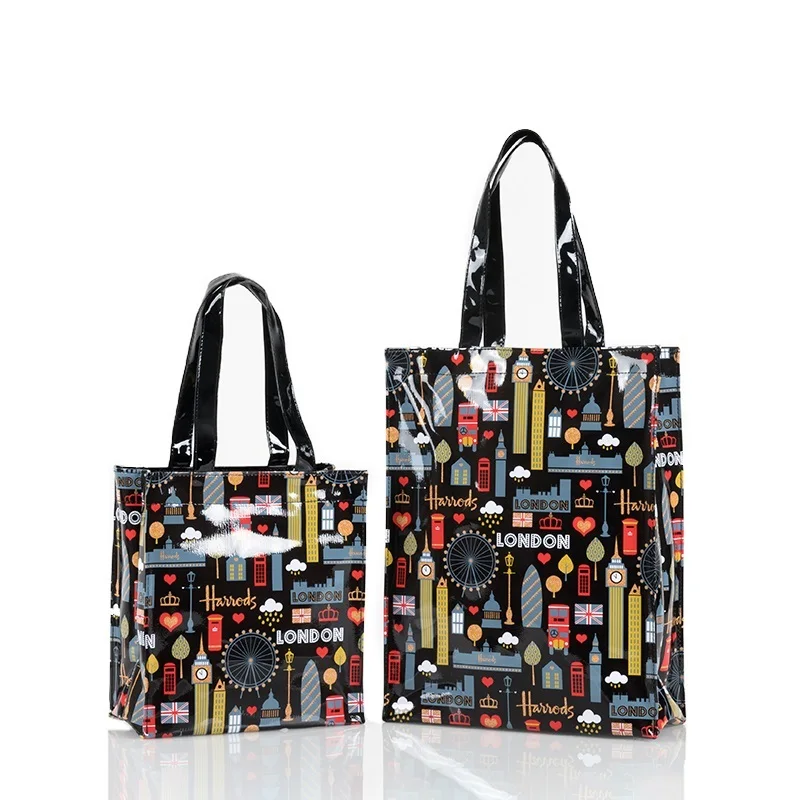 

2023 ARE Fashion PVC Reusable Shopping Bag Women Bag Eco Friendly London Shopper Bag Large Capacity Waterproof Handbag Shoulder