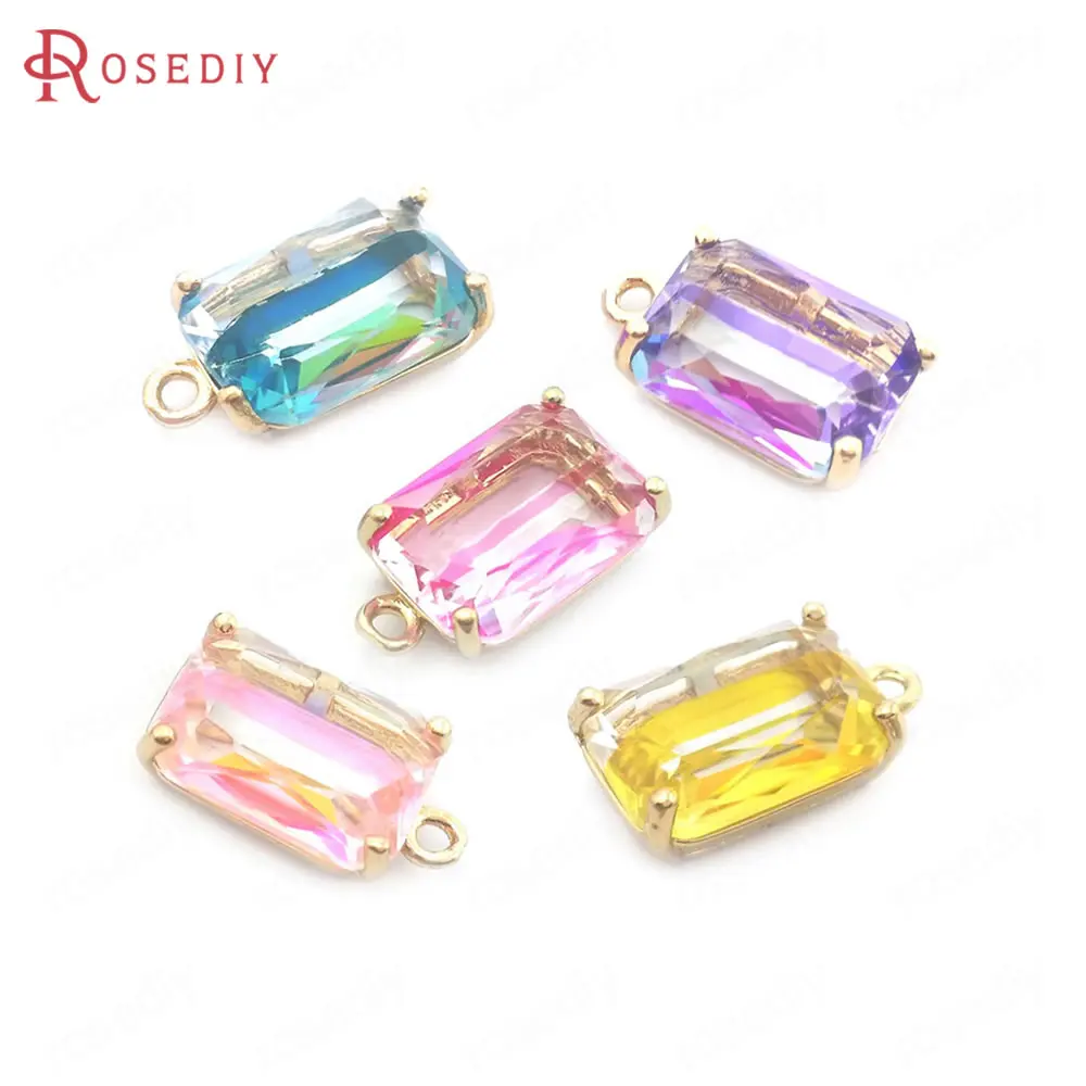 6 шт. прямоугольные подвески-ожерелья и сережки цвета 18-каратного золота