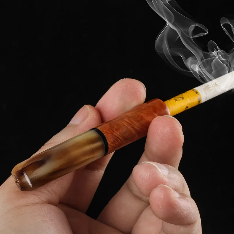 

Handmade Briar Wooden Cigarette Holder With 50 9mm Filters 2use Head Removable for Easy Cleaning