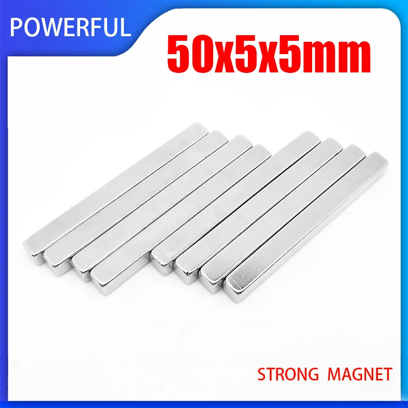 

2~50PCS 50x5x5mm Permanent Magnets Strip Neodymium Magnet N35 50x5x5mm NdFeB Strong Magnetic Magnets Disc