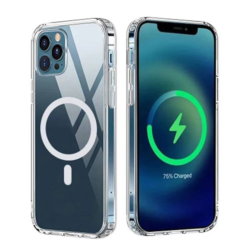 

Wireless Charger Magnet Back Cover Original Magnetic Transparent Case For iPhone 13 12 11 X XS XR Pro Max Mini 7 8 Plus SE 2022