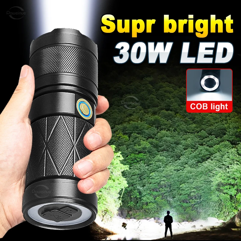 

Super Powerful LED Flashlight Built-in 12000mAh Rechargeable Flash Light Brightness Long Shot Torch Camping Waterproof Hand Lamp